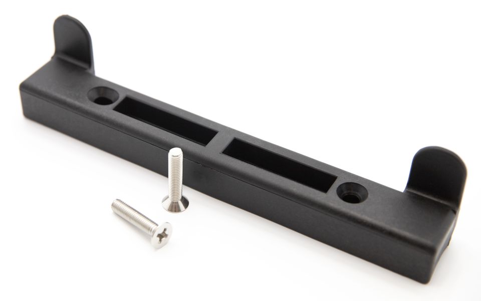 Lock striker plate with screws